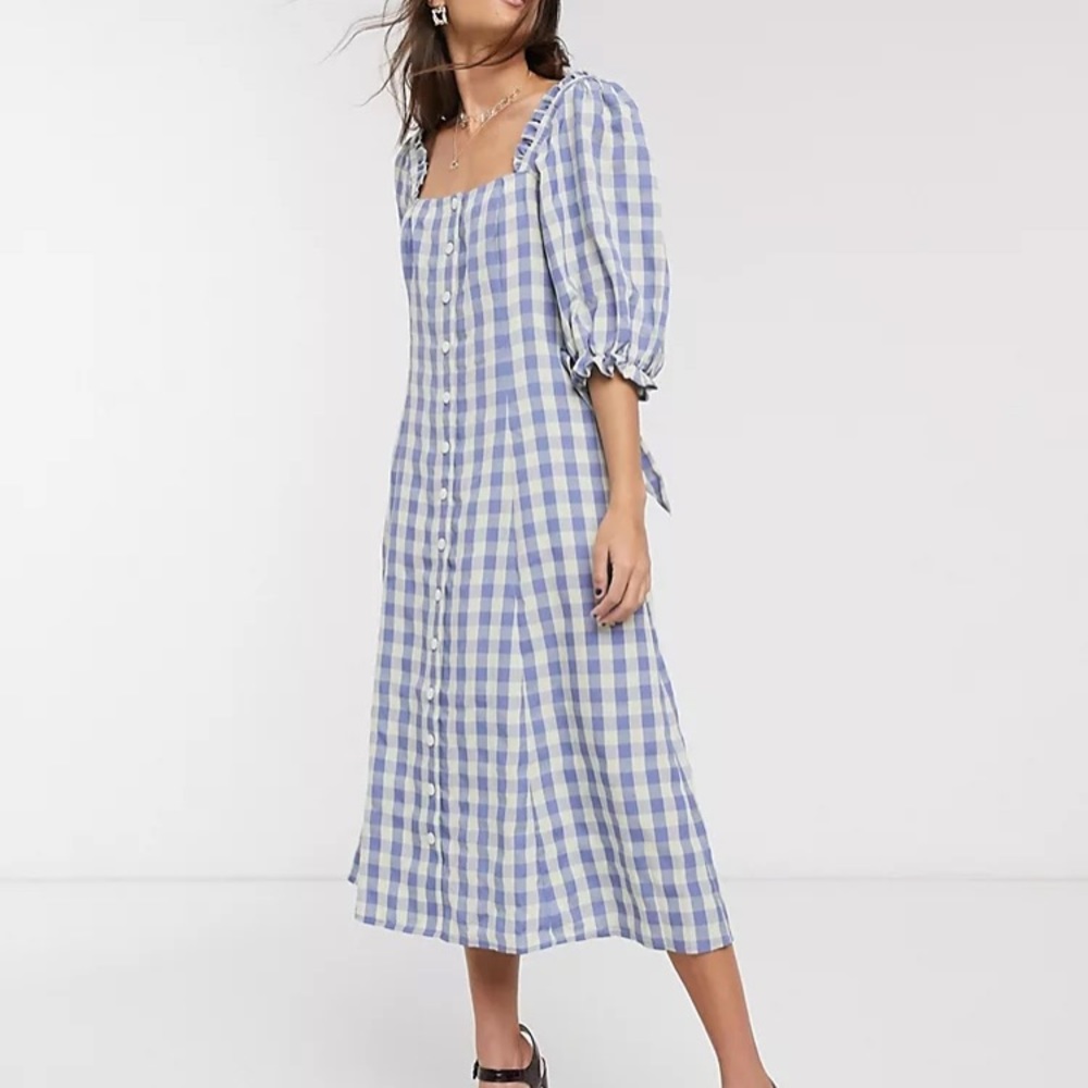 Capulet Revolve Haddie Check Square Neck Midi Dress